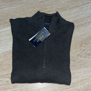 POLO RALPH LAUREN Men's Mesh-Knit Cotton Quarter-Zip Sweater